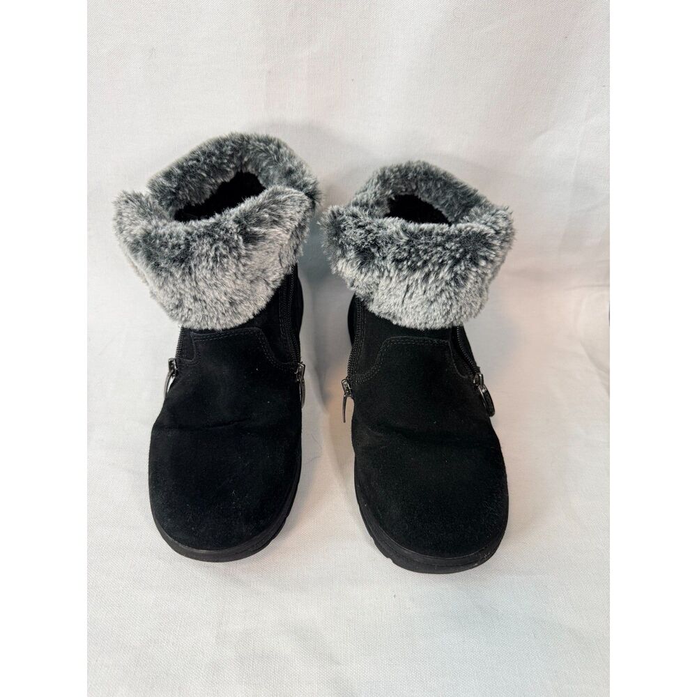 KHOMBU Womens JESSICA Black Suede W Soft Faux Fur All Weather Ankle Boot Sz 9M